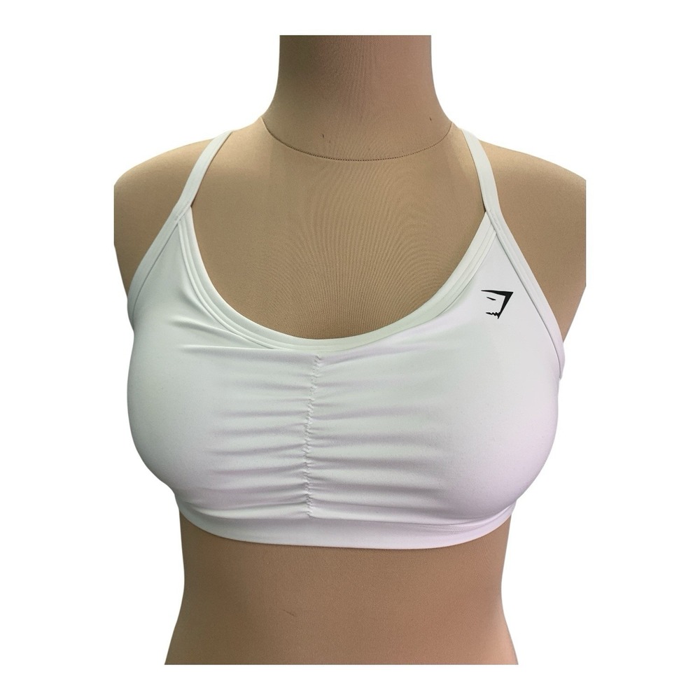GYMSHARK Women's Ruched Sports Bra in White- Size Small New In Bag